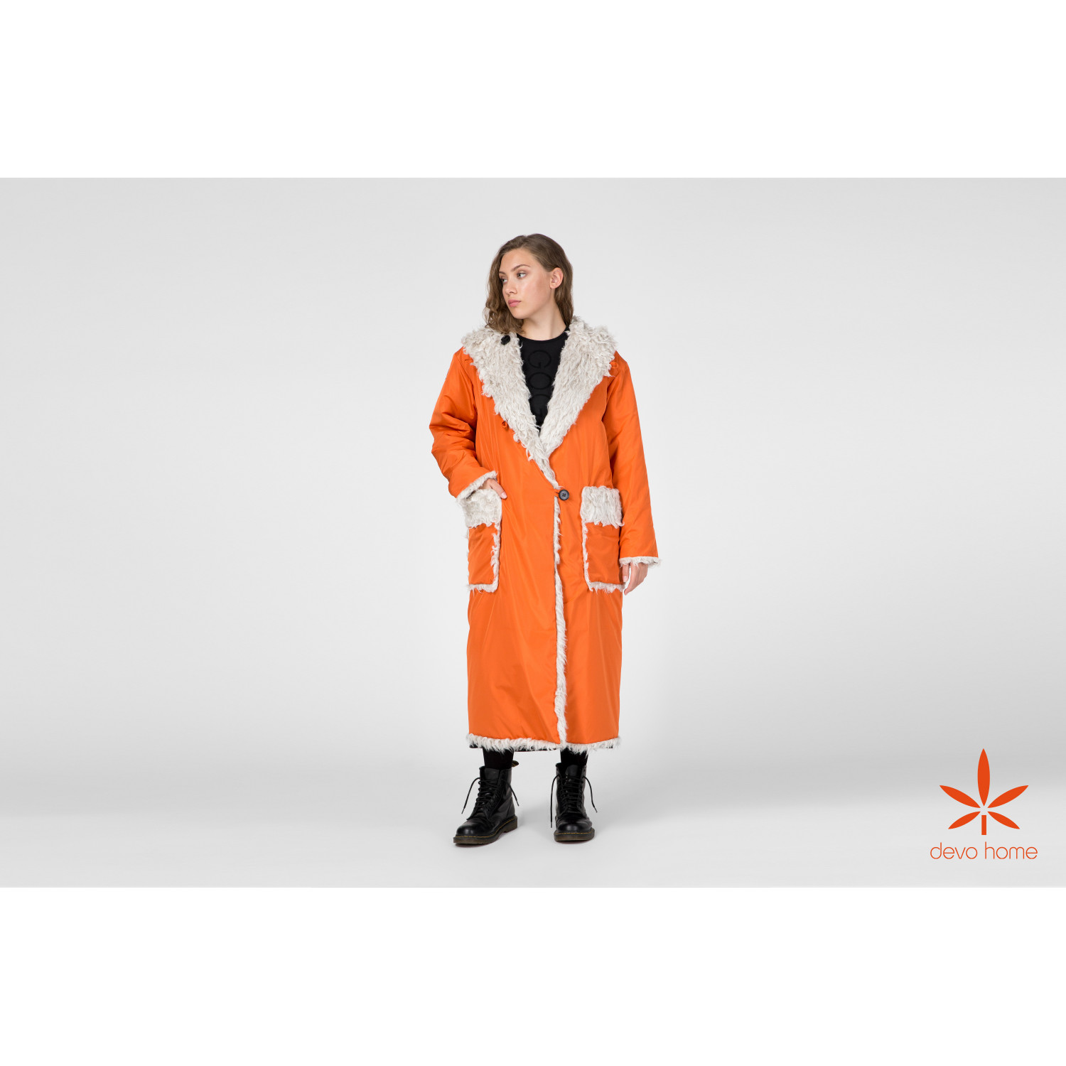 Hemp fur coat, orange